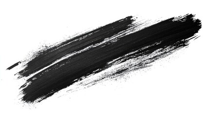 Hand Drawn Black Brush Strokes on White Background for Artistic and Design Applications