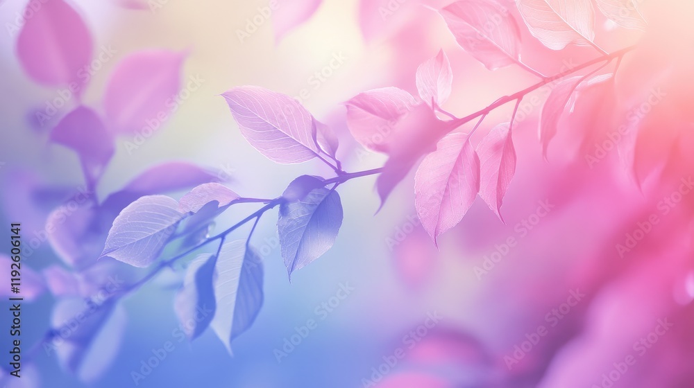 Poster Bokeh Effect of Colorful Tree Leaves Creating a Soft Nature Background with Gradient and Blur for Relaxation and Spa Themes