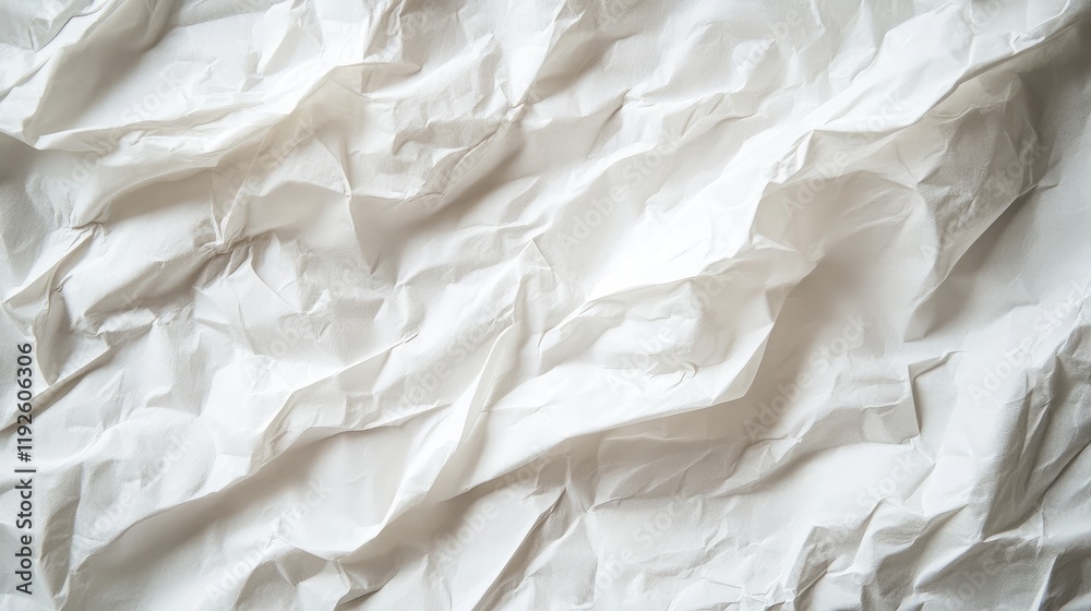 Aufkleber Crumpled white paper texture background with empty space for text or design elements in a close-up view