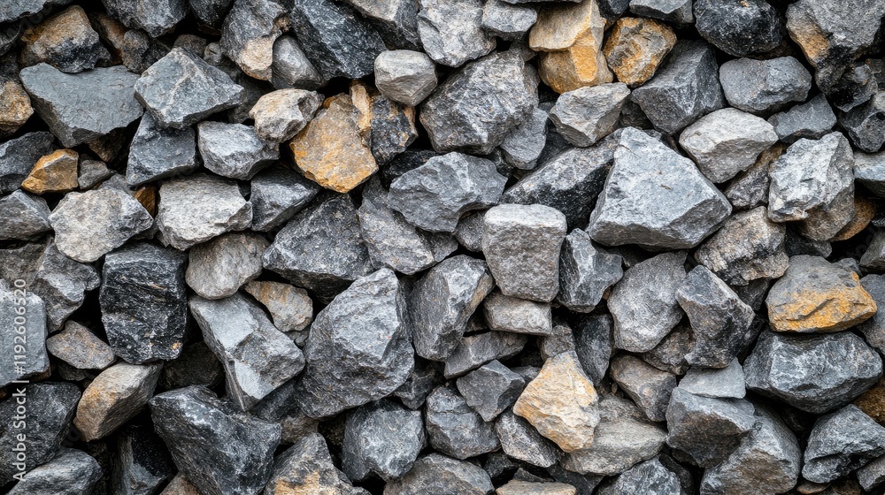 Poster textured background of crushed rocks and stones in various shades of grey and yellow for natural and
