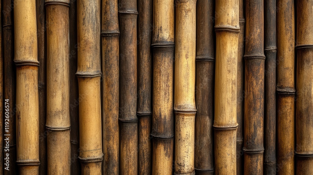 Poster natural bamboo wall texture with unique patterns and colors showcasing organic materials for interio