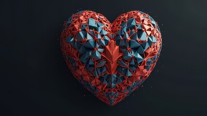 Generative AI heart created with geometric shapes