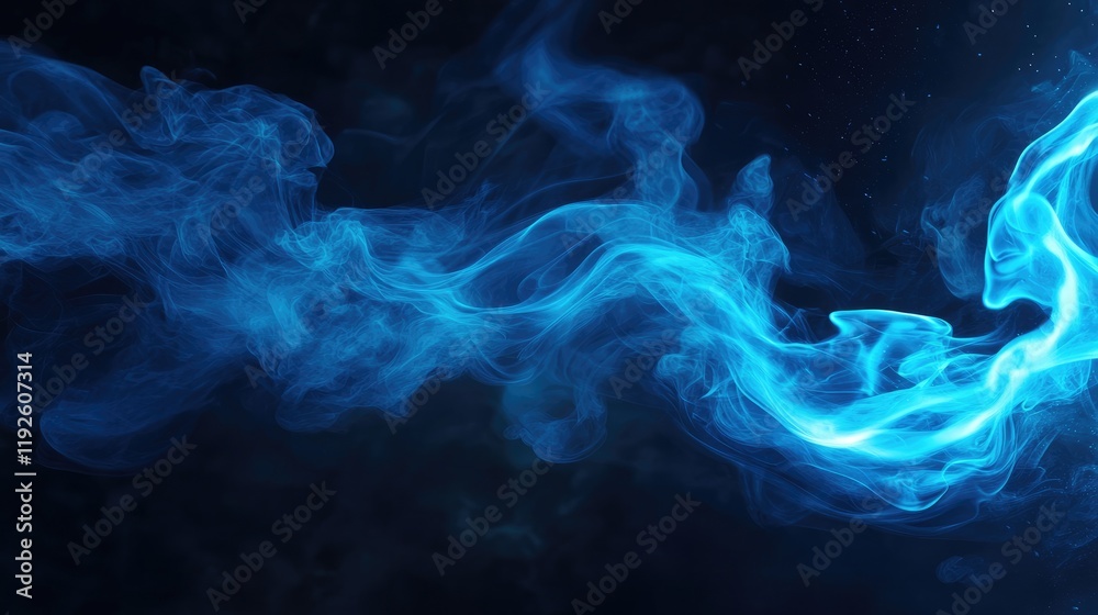 Poster Elegant blue gas flame against a dark backdrop creating a mystical and calming atmosphere suitable for various design projects.