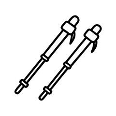 trekking poles icon, trekking poles line art - simple line art of trekking poles, perfect for trekking poles logos and icons and themed design
