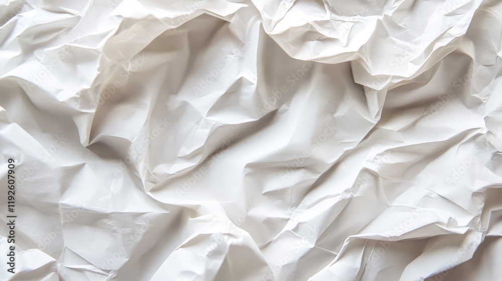 Poster crumpled white paper texture on a light neutral background suitable for recycling concepts and envir