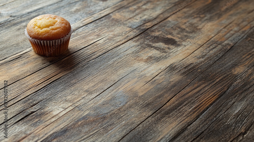 Poster cupcake on rustic wooden table with warm textures inviting a cozy dessert atmosphere for culinary an