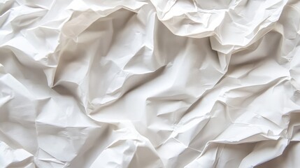 Obraz premium Crumpled white paper texture on a light neutral background suitable for recycling concepts and environmental themes