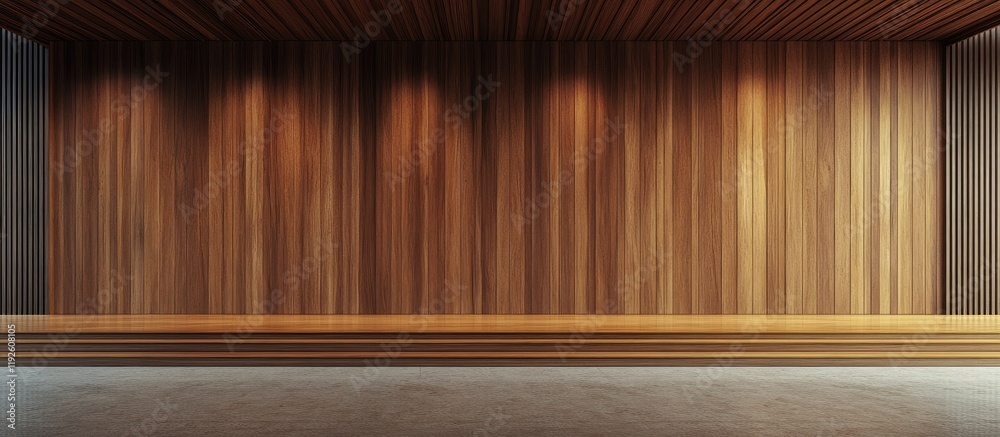 Aufkleber modern conference room with elegant wood paneling and sufficient space for branding and text display