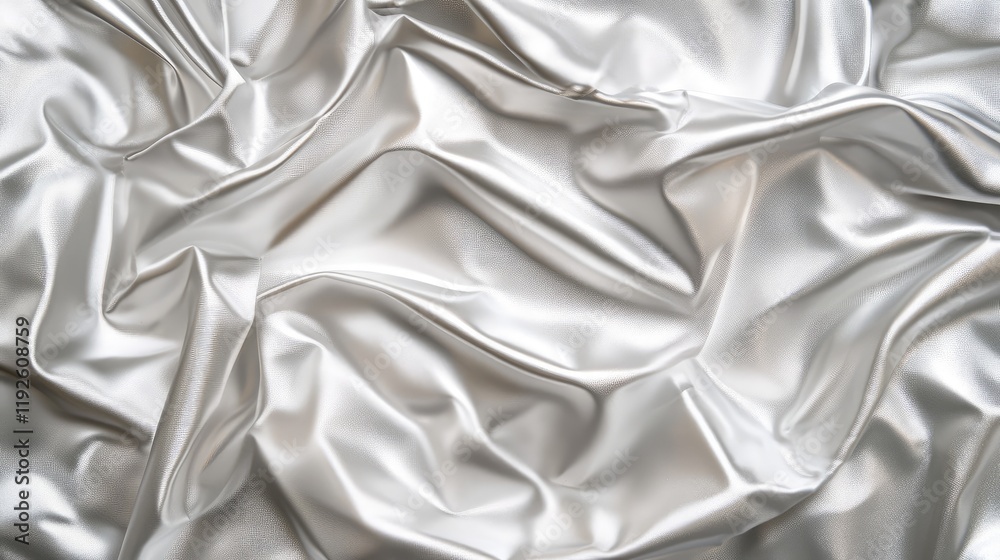 Aufkleber elegant crumpled silver metallic foil fabric with shiny texture creating a luxurious backdrop for de