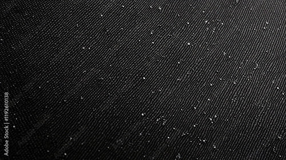 Poster black canvas fabric texture with water droplets showcasing close-up macro detail and intricate patte