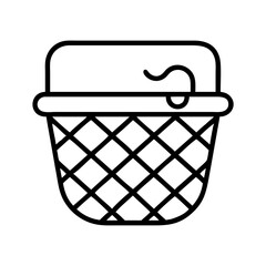 fishing creel basket icon, fishing creel basket line art - simple line art of fishing creel basket, perfect for fishing creel basket logos and icons and themed design