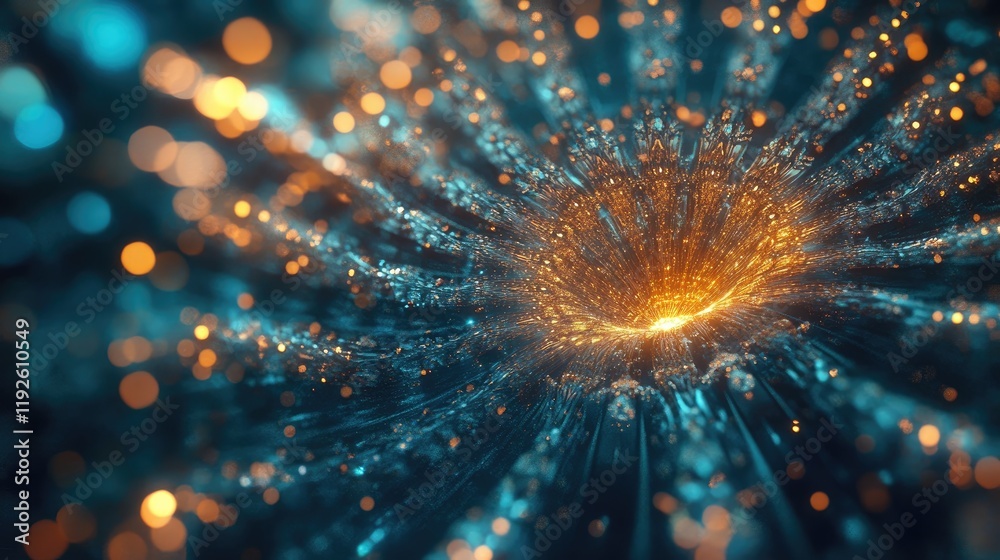 Leinwandbilder Abstract bokeh light background with orange and blue shimmering particles creating a dynamic and enchanting visual effect for design use