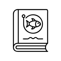 fishing guide book icon, fishing guide book line art - simple line art of fishing guide book, perfect for fishing guide book logos and icons and themed design