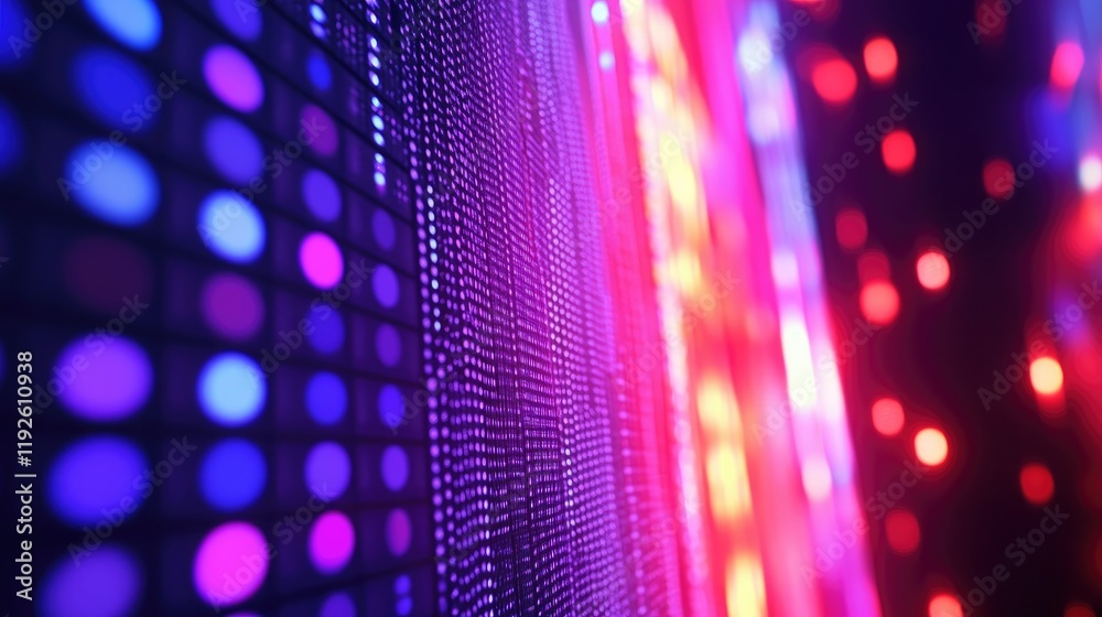 Poster abstract pattern of vibrant led lights in various colors creating a visually striking design backdro