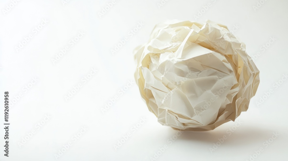 Aufkleber Crumpled white paper ball isolated on a clean background symbolizing waste creativity or brainstorming ideas and concepts for design projects