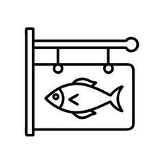 fishing tackle store sign icon, fishing tackle store sign line art - simple line art of fishing tackle store sign, perfect for fishing tackle store sign logos and icons and themed design