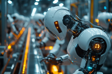 Fototapeta premium Generative AI picture of modern cyborg robot, high technology