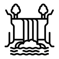 Waterfall Vector Line Icon Design