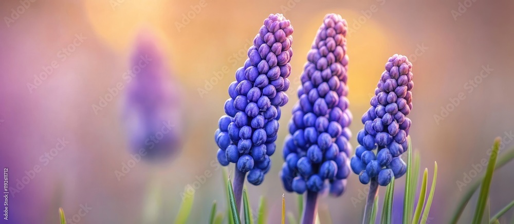 Aufkleber close up of vibrant purple flowers with a soft blurred garden background creating a serene and color