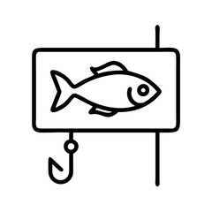 gone fishing sign icon, gone fishing sign line art - simple line art of gone fishing sign, perfect for gone fishing sign logos and icons and themed design
