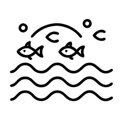 ocean wave with fish icon, ocean wave with fish line art - simple line art of ocean wave with fish, perfect for ocean wave with fish logos and icons and themed design