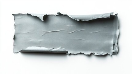 Silver grey Adhesive wrinkled plastic sticky tape photo. Isolated element. Masking, duct tape strip