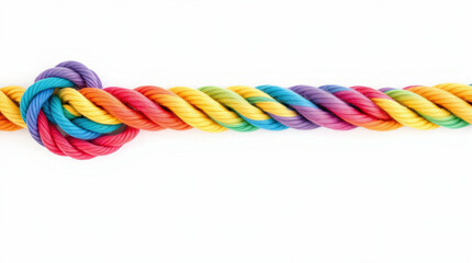 Rainbow rope isolated on white background