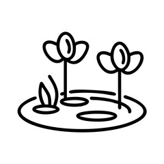 pond with lily pads icon, pond with lily pads line art - simple line art of pond with lily pads, perfect for pond with lily pads logos and icons and themed design
