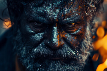 Blacksmith at Work with metal Hammer and Anvil, Creating Sparks in Traditional Forge, Generative AI photo