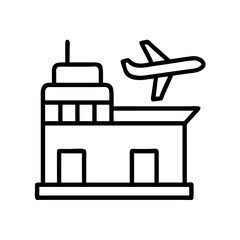 airport terminal icon, airport terminal line art - simple line art of airport terminal, perfect for airport terminal logos and icons and themed design