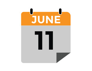 Calendar day 11 June. Vector calendar icon for June