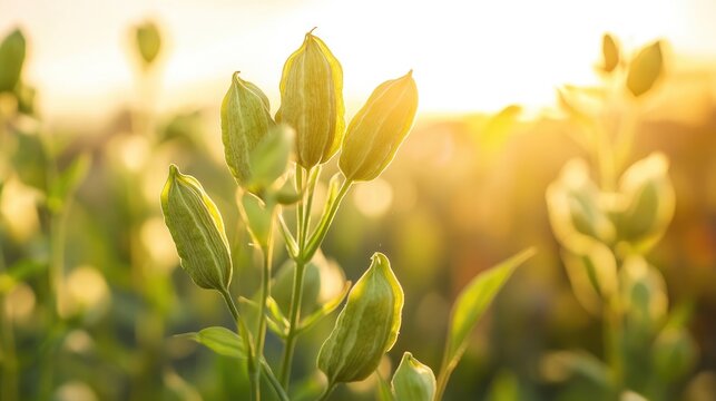 Fototapeta Cardamom Seed Germination Process Captured in Sunrise with Lush Green Plants Showcasing Agricultural Growth and Development