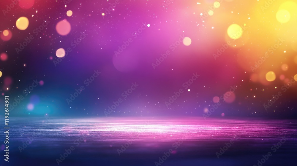 Poster Colorful bokeh lights creating an enchanting abstract background with vibrant hues for use in design and creative projects