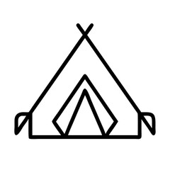 camping tent icon, camping tent line art - simple line art of camping tent, perfect for camping tent logos and icons and themed design