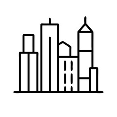 city skyline icon, city skyline line art - simple line art of city skyline, perfect for city skyline logos and icons and themed design