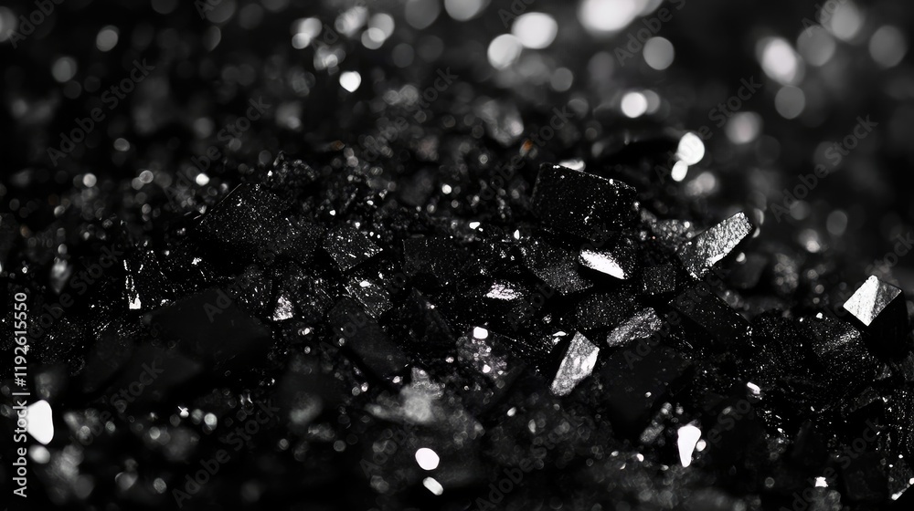 Aufkleber Black Bokeh Background with Shiny Dark Crystals for Elegant and Mysterious Designs