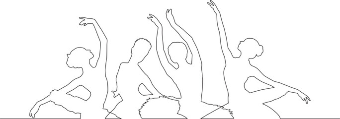 Ballet line art style, vector illustration eps 10
