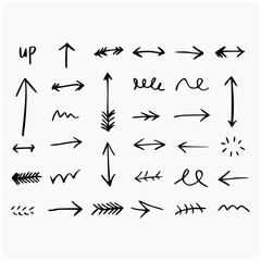 collection of hand-drawn arrow symbols, along with the handwritten word 