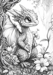 Fototapeta premium Baby Dragon Coloring Pages