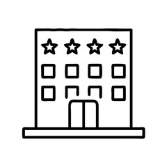 hotel building icon, hotel building line art - simple line art of hotel building, perfect for hotel building logos and icons and themed design