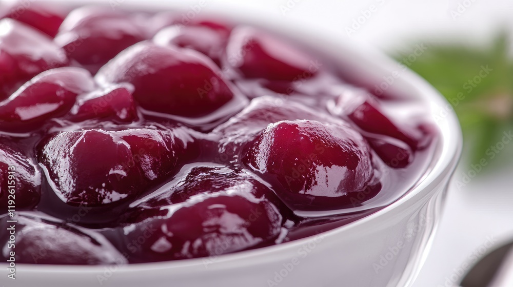 Poster pickled red cabbage in a white ceramic bowl on a neutral background showcasing vibrant color and glo
