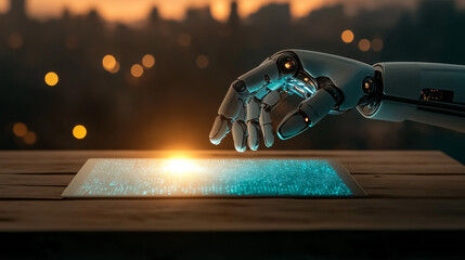 Innovative digital transformation in business models robotic interaction urban environment technology concept