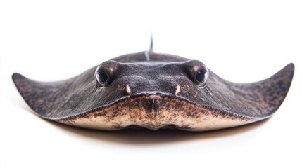 Obraz premium Close up of a majestic tropical stingray showcasing intricate patterns against a white background for marine life enthusiasts