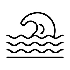 ocean wave icon, ocean wave line art - simple line art of ocean wave, perfect for ocean wave logos and icons and themed design