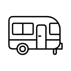 rv camper icon, rv camper line art - simple line art of rv camper, perfect for rv camper logos and icons and themed design