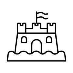 sandcastle on the beach icon, sandcastle on the beach line art - simple line art of sandcastle on the beach, perfect for sandcastle on the beach logos and icons and themed design
