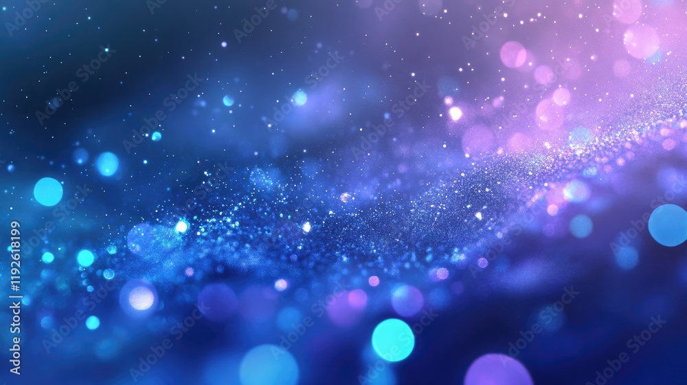 Poster colorful bokeh lights creating a dreamy abstract background in shades of blue and purple with sparkl