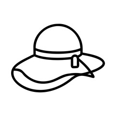 sun hat icon, sun hat line art - simple line art of sun hat, perfect for sun hat logos and icons and themed design