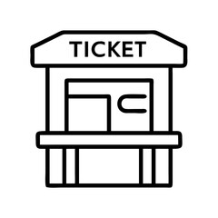 ticket kiosk icon, ticket kiosk line art - simple line art of ticket kiosk, perfect for ticket kiosk logos and icons and themed design