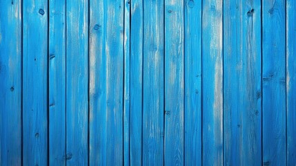 Naklejka premium Vibrant close-up of a textured blue wooden wall showcasing rich tones and natural patterns for interior design or rustic themes.